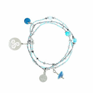 BRACELET ÉLASTIQUE TRISKEL TROIS RANGS TURQUOISE